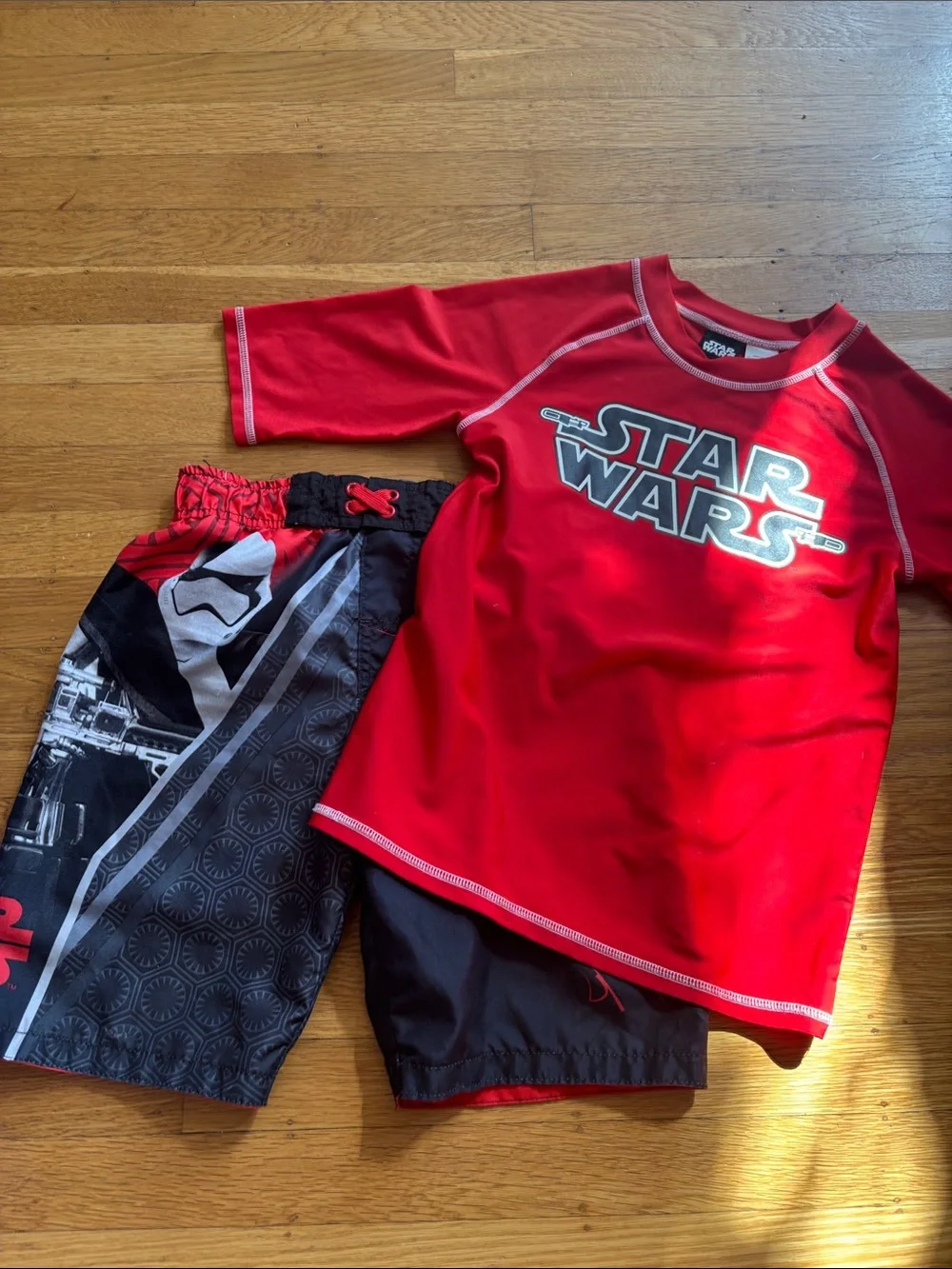 Star Wars Kids Red and Black Rash Guard Swim Set- medium